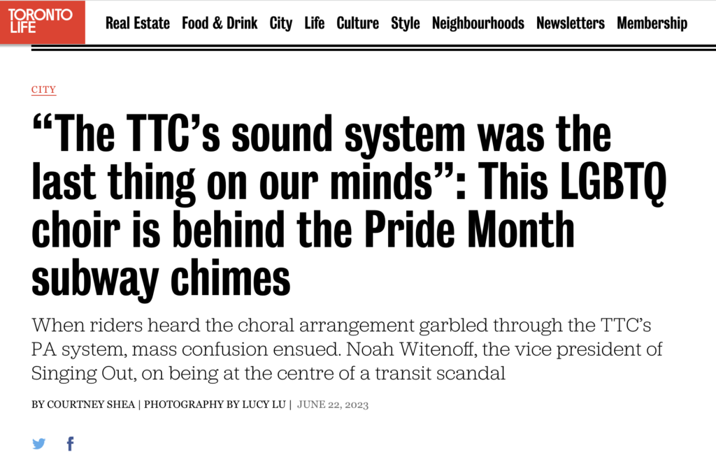 “The TTC’s sound system was the last thing on our minds”: This LGBTQ choir is behind the Pride Month subway chimes